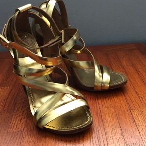Tory Burch Gold Mita Strappy Heels Sandals 7M
